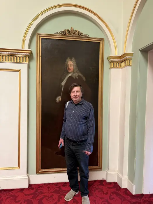 Dwarfed by an Egerton ancestor — a portrait rather taller than I am.